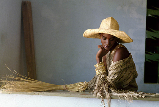 Sébastienne wearing Issey Miyake, Togo